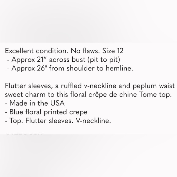 Tome NYC Lilian Navy Floral Flutter Sleeve V Neck Top Blouse - Picture 9 of 9